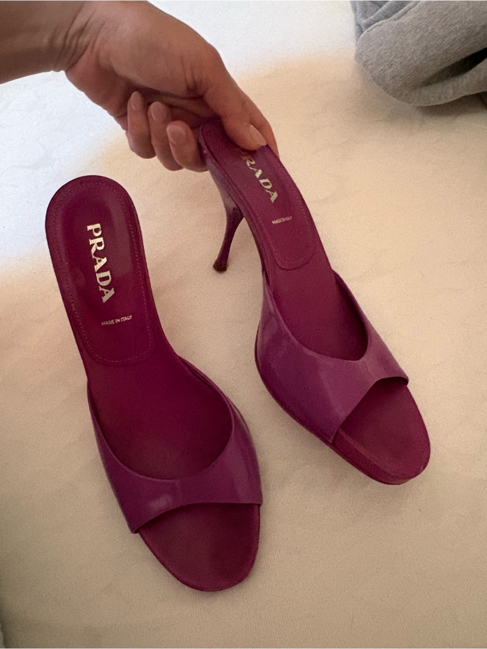 🇮🇹Vintage Prada SS2003 Pink Leather Kitten Heel Mule Sandals Y2k –sz EU 38/italy - Picture 4 of 10